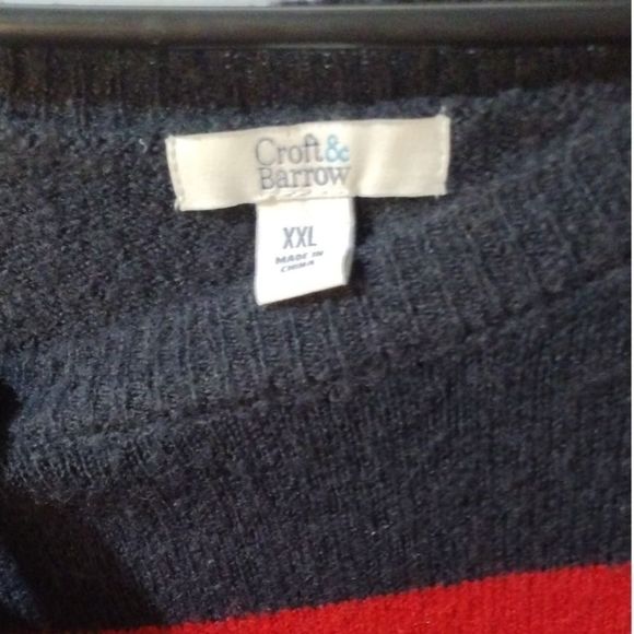 Croft & Barrow Block Sweater Red Navy Pink White Round Neck Like New Size XXL - Picture 2 of 14